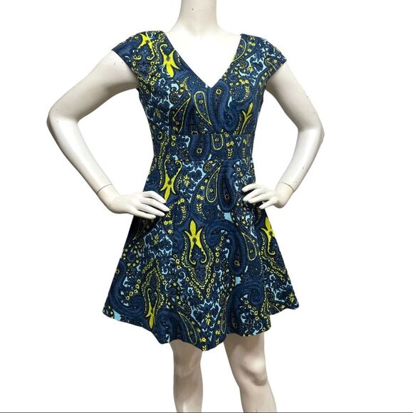PLENTY TRACY REESE Anthropologie Fit Flare Mini Skater Dress Paisley Pockets 4P - Picture 4 of 13